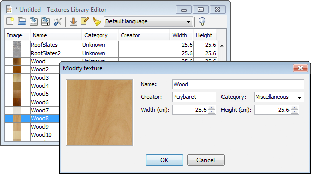 Sweet Home 3D 3.7. texture library editor
