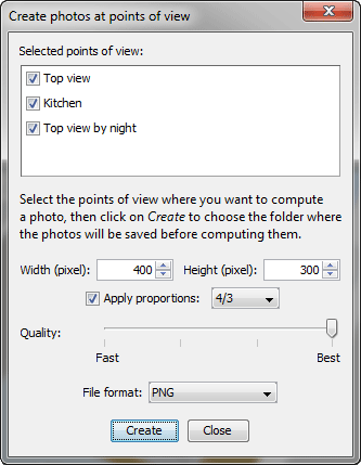 Sweet Home 3D 4.0 create photos at point of view