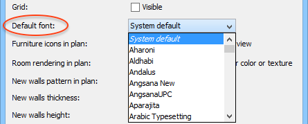 default font